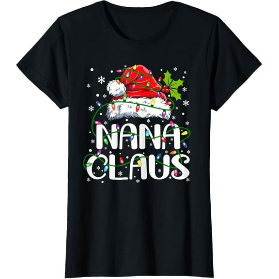 Nana Claus Christmas Lights Pajama Family Matching T-Shirt