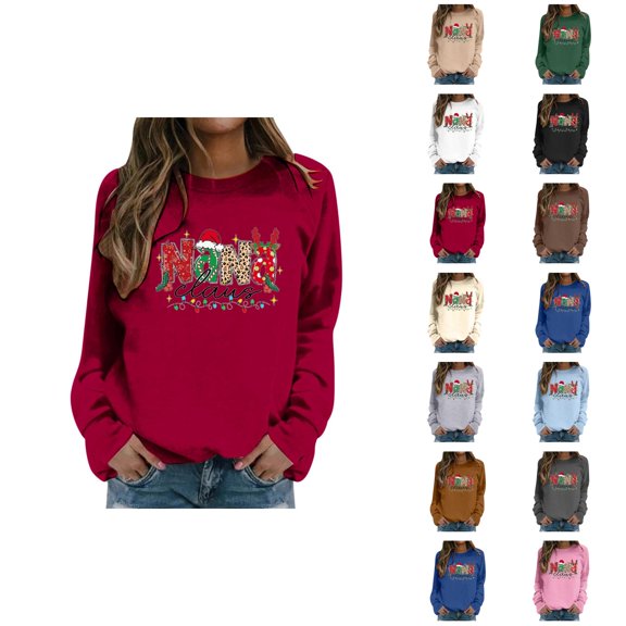 Nana Claus Christmas Sweatshirt for Women 2025 Long Sleeve Crewneck Nana Shirt Pullover Top