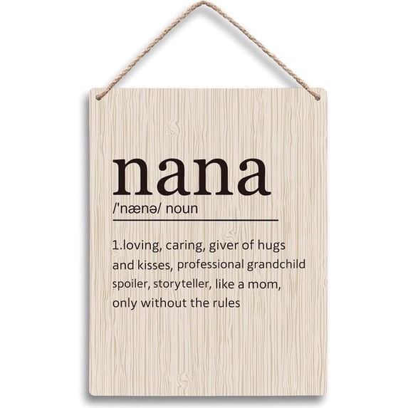 Nana Definition Wooden Sign - 12 x 8 Inch Home Decor for Grandmothers ...