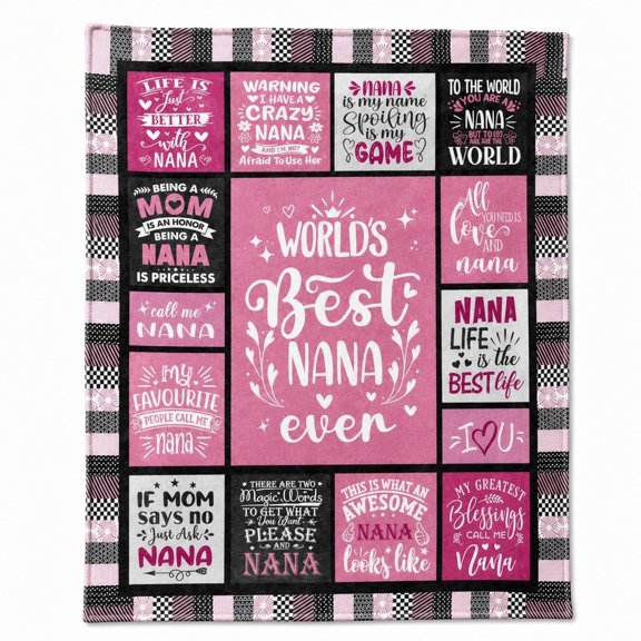 Nana Fleece Blanket, Pink Quote Throw Gift for Nana, 280 GSM Polyester Fleece