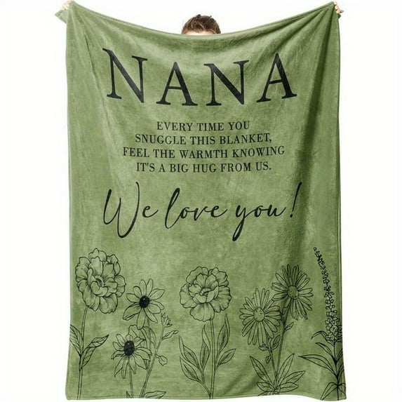 Nana Gift, Blanket for Nana, Nana's Birthday Gift, Nana Gift from Terns, Mother's Day Christmas Gift for Nana, Super Soft Flannel Blanket, Grass Green