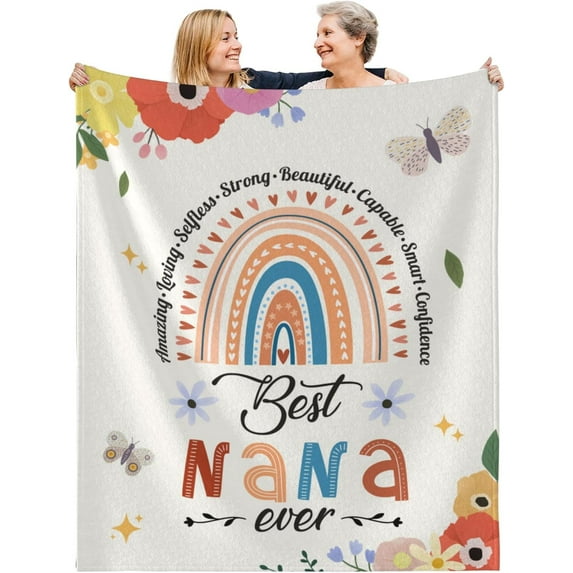 Nana Gifts Blanket,Birthday Gifts for Nana Grandma Grandparents Soft Flannel Blanket for Grandmother. (Rainbow, 50 * 60)