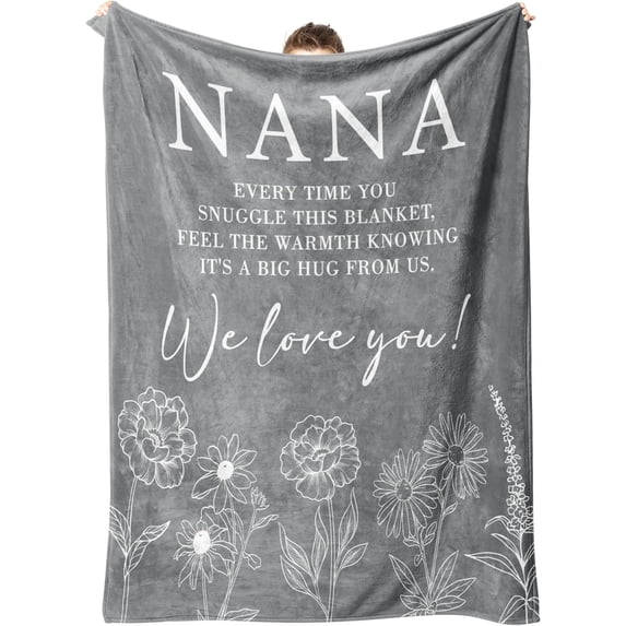 Nana Gifts, Gifts for Nana Blanket, Nana Birthday Gifts, Nana Gifts from Grandkids, Nana Gifts for Mothers Day Christmas, Super Soft Flannel Throw Blanket for Nana 50" x 60", Grey