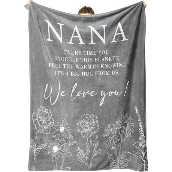 Nana Gifts, Gifts for Nana Christmas, Nana Birthday Gifts, Nana Blanket from Grandkids, Nana Gifts for Thanksgiving Mothers Day, We Love You Blanket Gifts for Nana 50" x 60", Grey