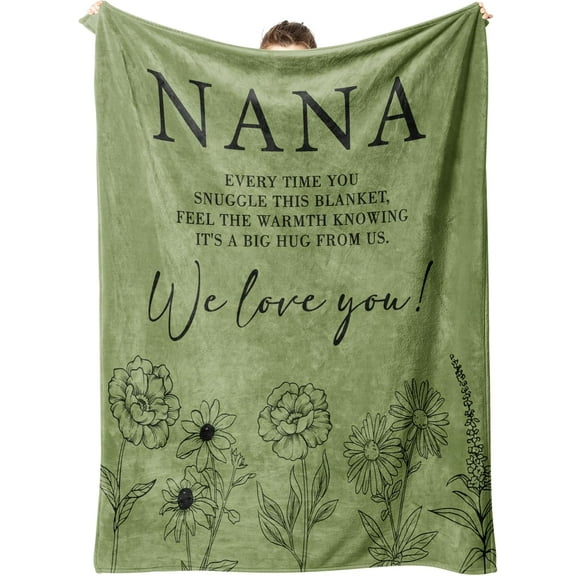 Nana Gifts, Gifts for Nana Christmas, Nana Birthday Gifts, Nana Blanket from Grandkids, Nana Gifts for Thanksgiving Mothers Day, We Love You Blanket Gifts for Nana 50" x 60", Grass Green