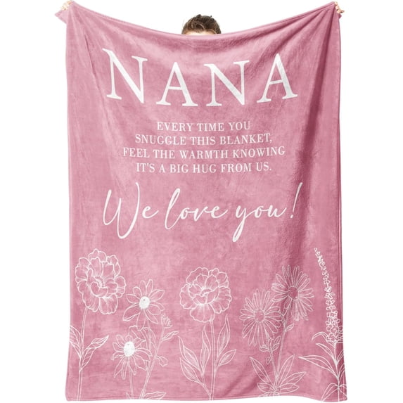 Nana Gifts, Gifts for Nana Christmas, Nana Birthday Gifts, Nana Blanket from Grandkids, Nana Gifts for Thanksgiving Mothers Day, We Love You Blanket Gifts for Nana 50" x 60", Pink