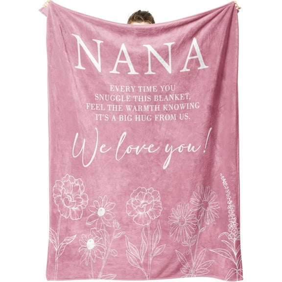 Nana Gifts, Gifts for Nana Blanket, Nana Birthday Gift from Grandkids, to My Nana Grandma Throw Blanket 50" x 60", Pink