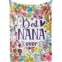 Nana Gifts, Grandma Gifts for Nana, Flannel Throw Blankets on Mother's Day, Christmas, Birthday, 50" x 65", Pueple Flowers
