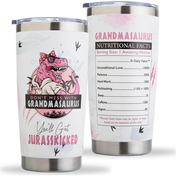 Nana Gifts Ideas for Grandma Coffee Tumbler, Valentines Day Mimi Gifts for Grandma Cup, Nana Christmas Mothers Day Gifts from Grandkids, Worlds Best Nana Ever Gift Travel Mug, Grandmasaurus Grammy