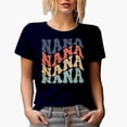 thumbnail image 1 of Nana, Grandma, Grandmother or Grandparent Themed, Groovy Retro Wavy Text Merch Gift, Navy Blue T-Shirt, Large, 1 of 5