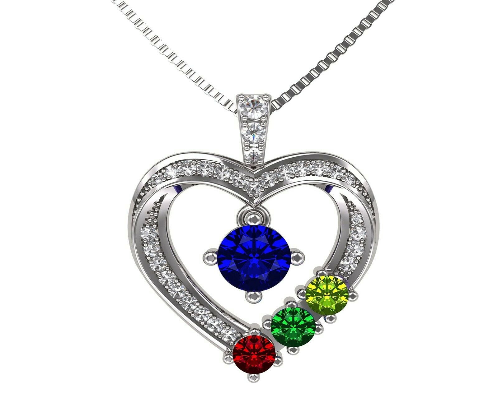 OPEN HEART custom grandmother's / mother's birthstone necklace (6 stones) -  Mu-Yin Jewelry