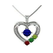 NANA JEWELS Nana Heart 1-6 Birthstone Necklace for Mother & Child with Chain - Platinum Plated, Stone 1