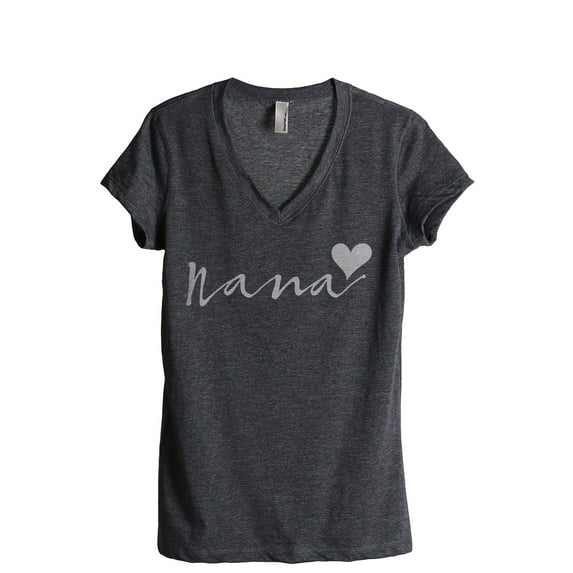 Nana Heart Women's Fashion Relaxed V-Neck T-Shirt Tee Charcoal Grey X-Large