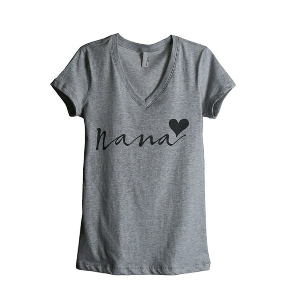 Nana Heart Women's Fashion Relaxed V-Neck T-Shirt Tee Heather Grey X-Large