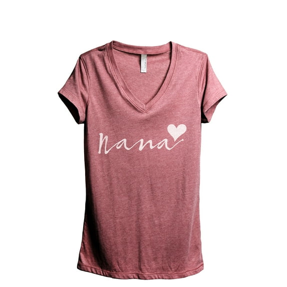 Nana Heart Women's Fashion Relaxed V-Neck T-Shirt Tee Heather Rouge Large