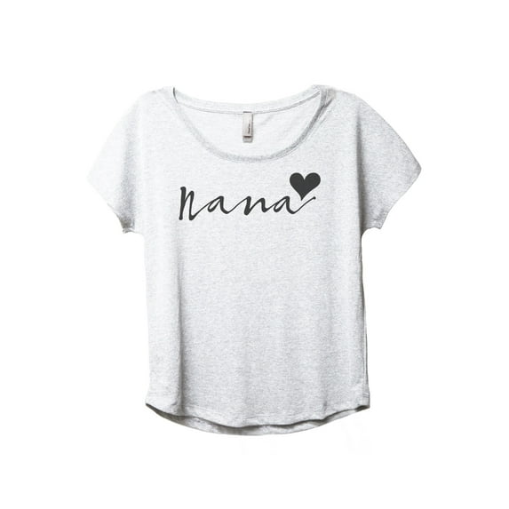 Nana Heart Women's Fashion Slouchy Dolman T-Shirt Tee Heather White Small