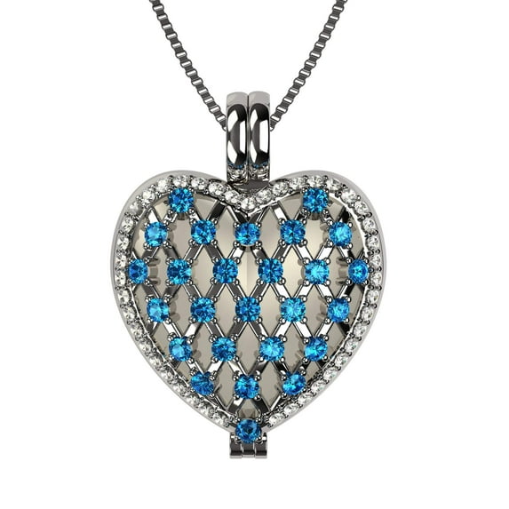 Nana Heart of Hearts Birthstone Adult Female Locket Pendant, Sterling Silver & Mother of Pearl, W/ a 22" Adj Box Chain, Platinum Plated - December