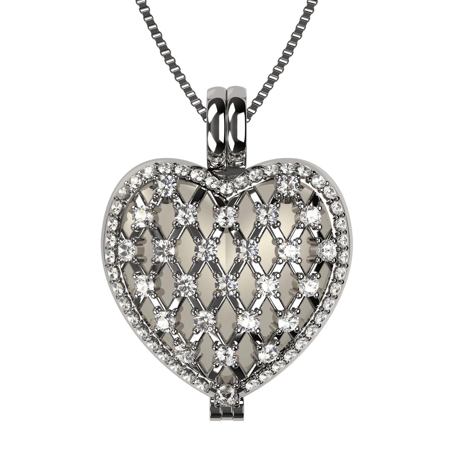 Nana Heart of Hearts Birthstone Locket Mother Female Adult Pendant, Platinum Plated- April Stone 2