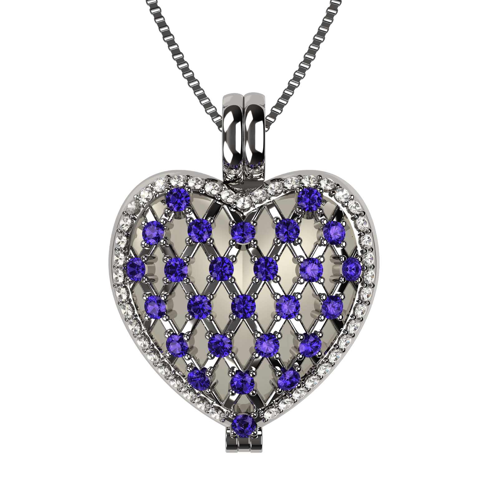 Nana Heart of Hearts Birthstone Locket Mother Female Adult Pendant, Platinum Plated-February Stone 1