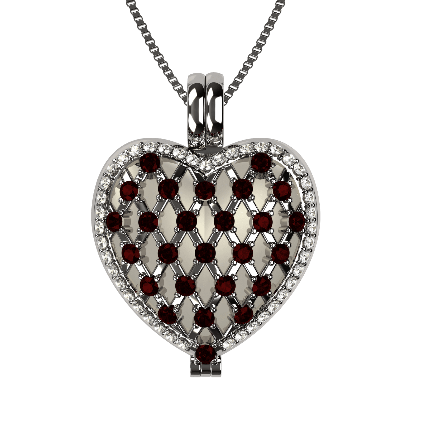Nana Heart of Hearts Birthstone Locket Mother Female Adult Pendant, Platinum Plated- January Stone 5