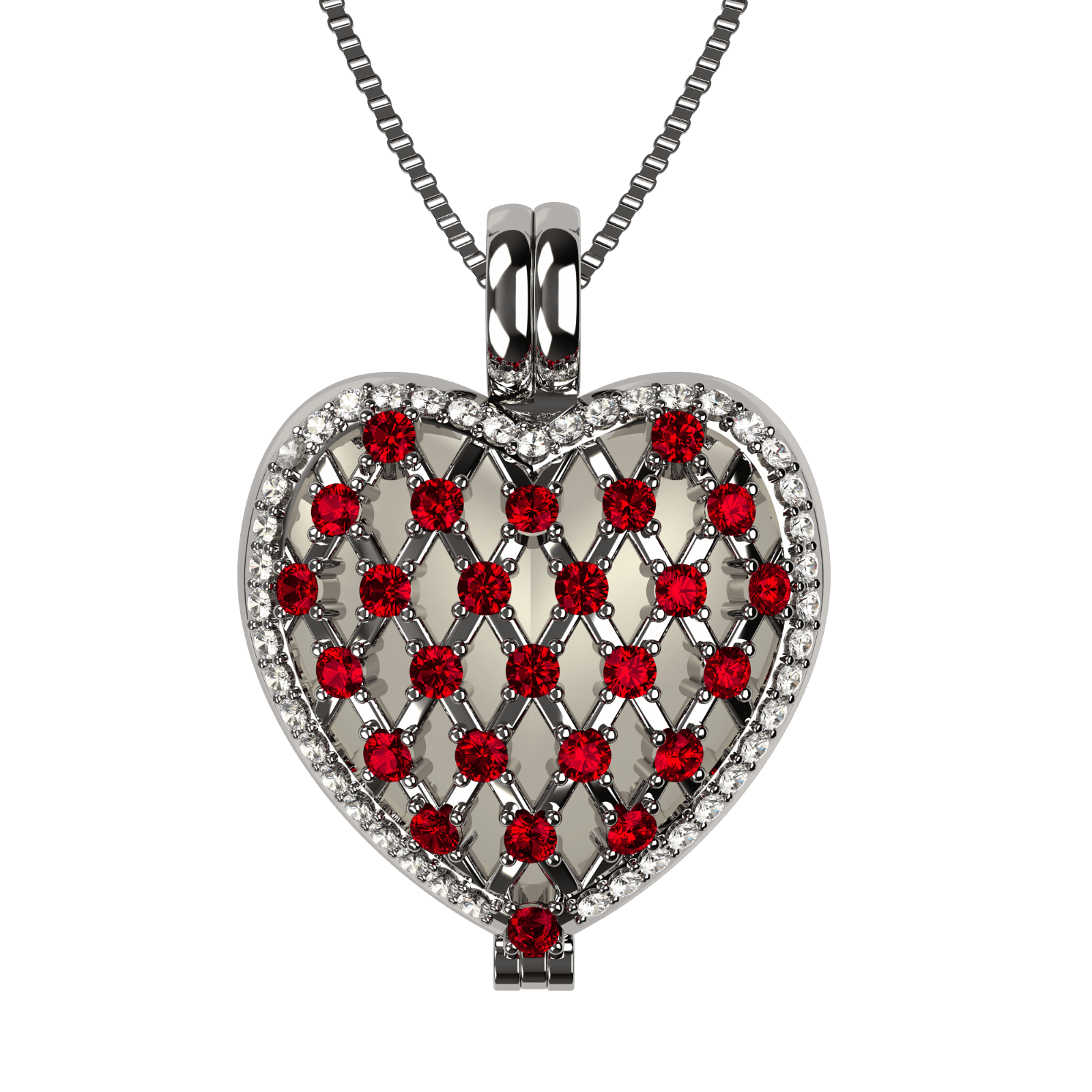 Nana Heart of Hearts Birthstone Locket Mother Female Adult Pendant, Platinum Plated- July Stone 4