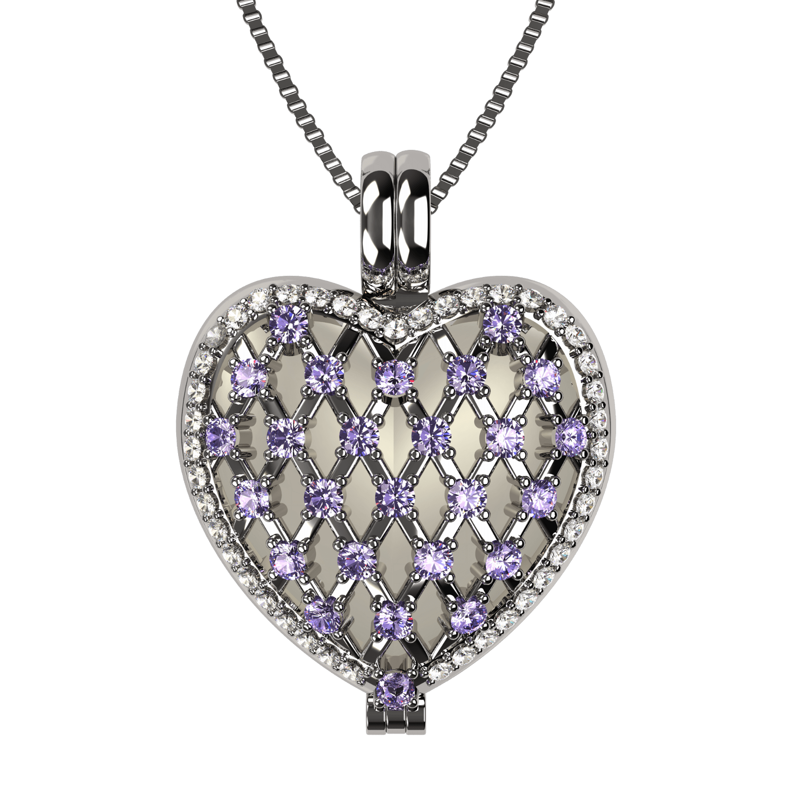 Nana Heart of Hearts Birthstone Locket Mother Female Adult Pendant, Platinum Plated- June Stone 1