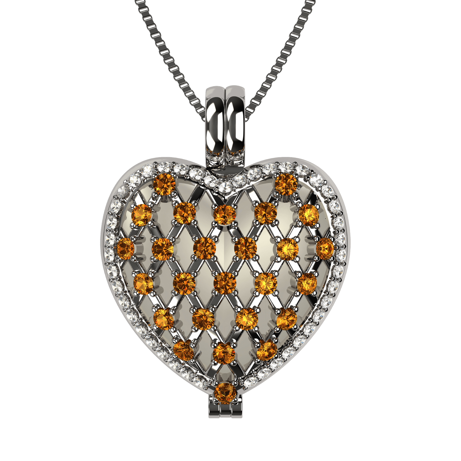 Nana Heart of Hearts Birthstone Locket Mother Female Adult Pendant, Platinum Plated-November Stone 2