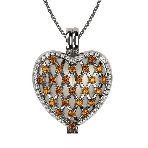 Nana Heart of Hearts Birthstone Locket Mother Female Adult Pendant, Platinum Plated-November Stone 4