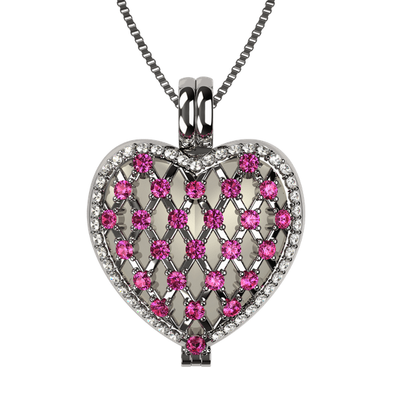 Nana Heart of Hearts Birthstone Locket Mother Female Adult Pendant, Platinum Plated- October Stone 4