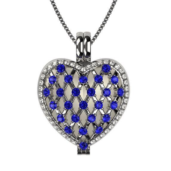 Nana Heart of Hearts Birthstone Locket Mother Female Adult Pendant Platinum Plated-September Stone 4