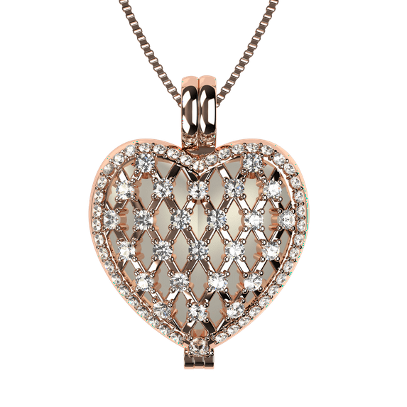 Nana Heart of Hearts Birthstone Locket Mother Female Adult Pendant, Rose - April Stone 8