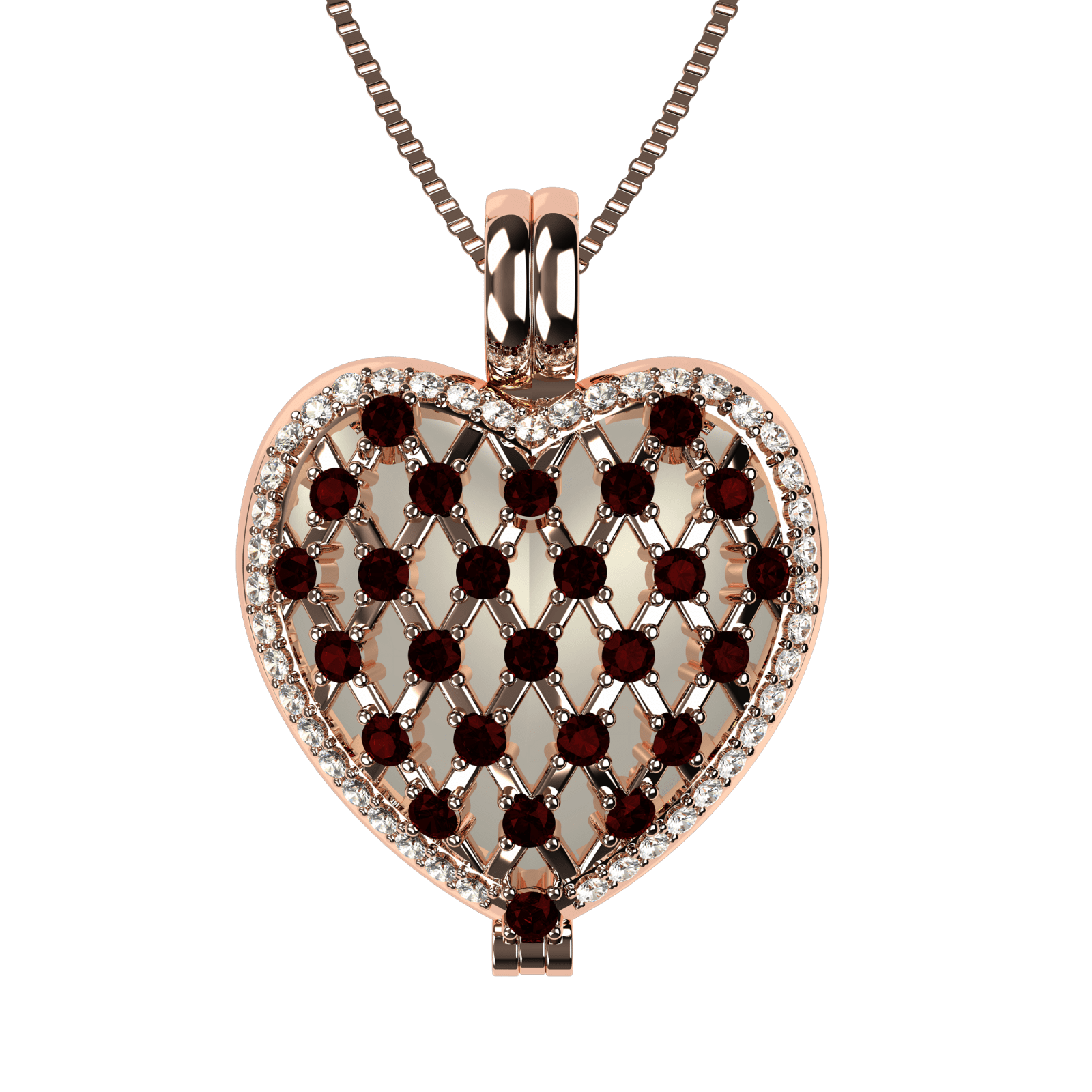 Nana Heart of Hearts Birthstone Locket Mother Female Adult Pendant, Rose - January Stone 2