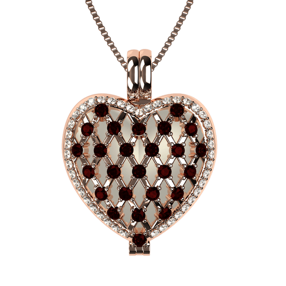 Nana Heart of Hearts Birthstone Locket Mother Female Adult Pendant, Rose - January Stone 8