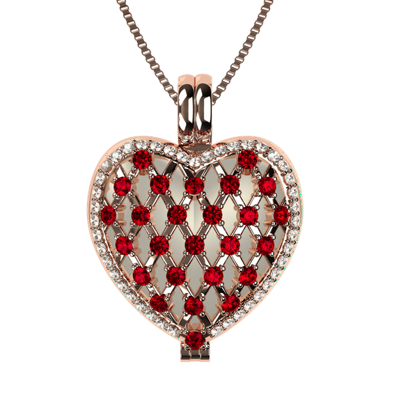 Nana Heart of Hearts Birthstone Locket Mother Female Adult Pendant, Rose - July Stone 8