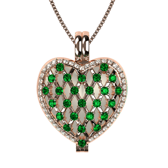 Nana Heart of Hearts Birthstone Locket Mother Female Adult Pendant, Rose - May Stone 3