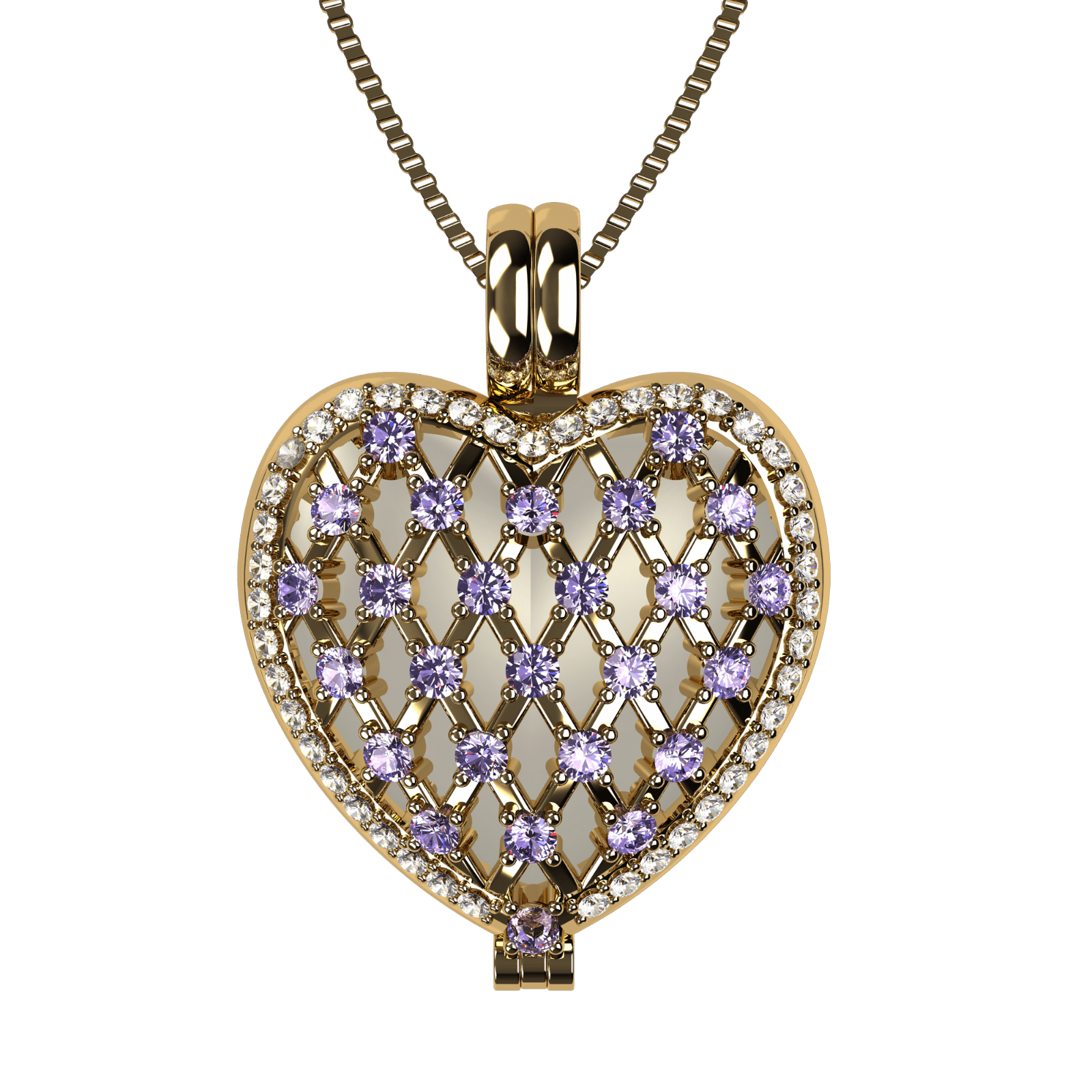 Nana Heart of Hearts Birthstone Locket Mother Female Adult Pendant, Yellow - June Stone 1
