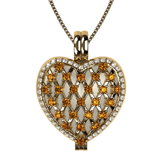 Nana Heart of Hearts Birthstone Locket Mother Female Adult Pendant, Yellow - November Stone 4