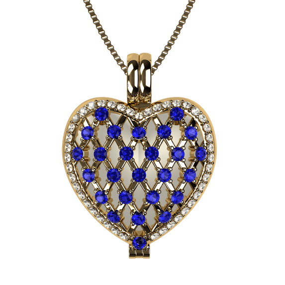 Nana Heart of Hearts Birthstone Locket Mother Female Adult Pendant, Yellow - September Stone 3