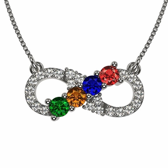 Nana Infinity 1-6 Mothers Day Birthstone Necklace for Women - Platinum Plated Silver, Stone 4