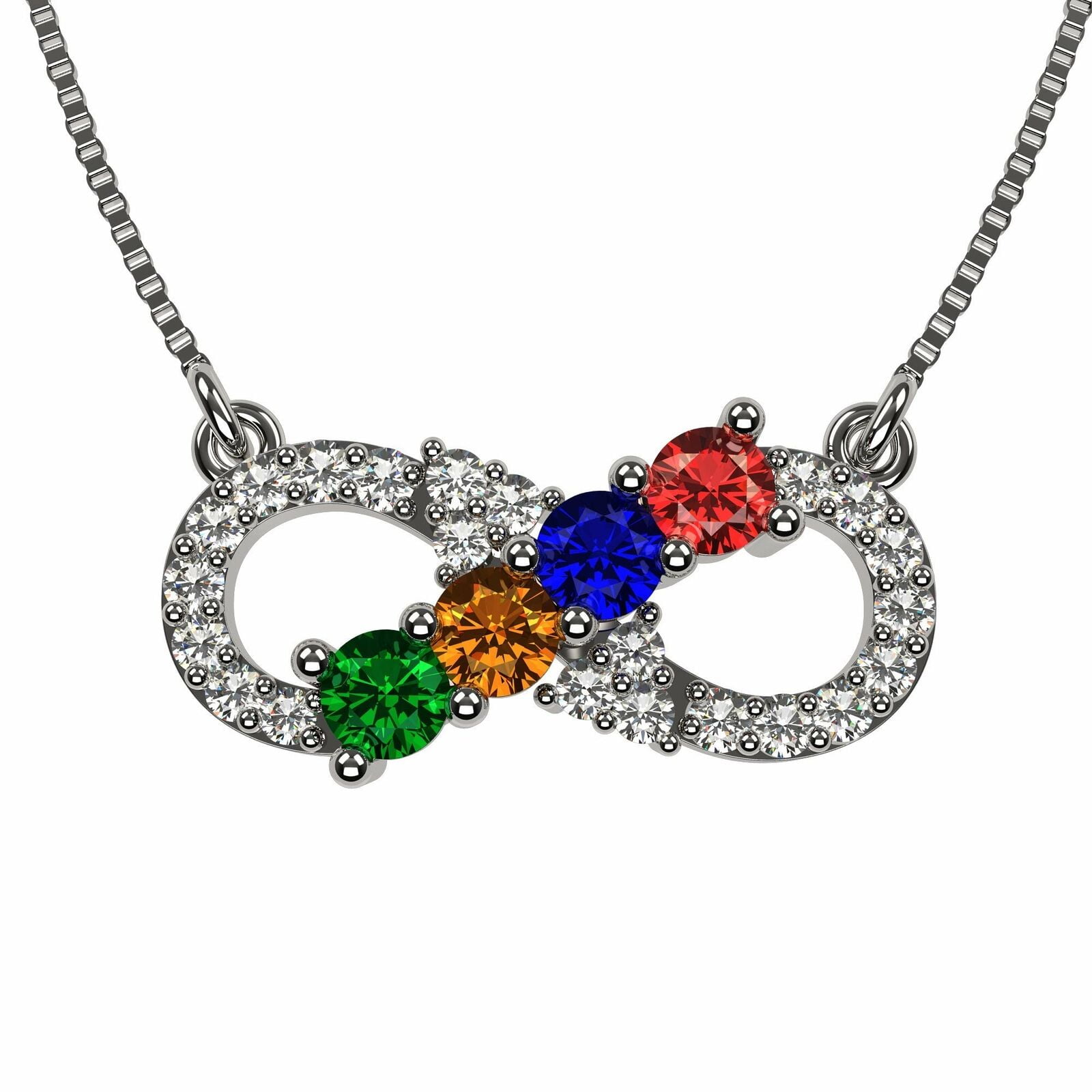 Nana Infinity 1-6 Mothers Day Birthstone Necklace for Women - Platinum Plated Silver, Stone 6