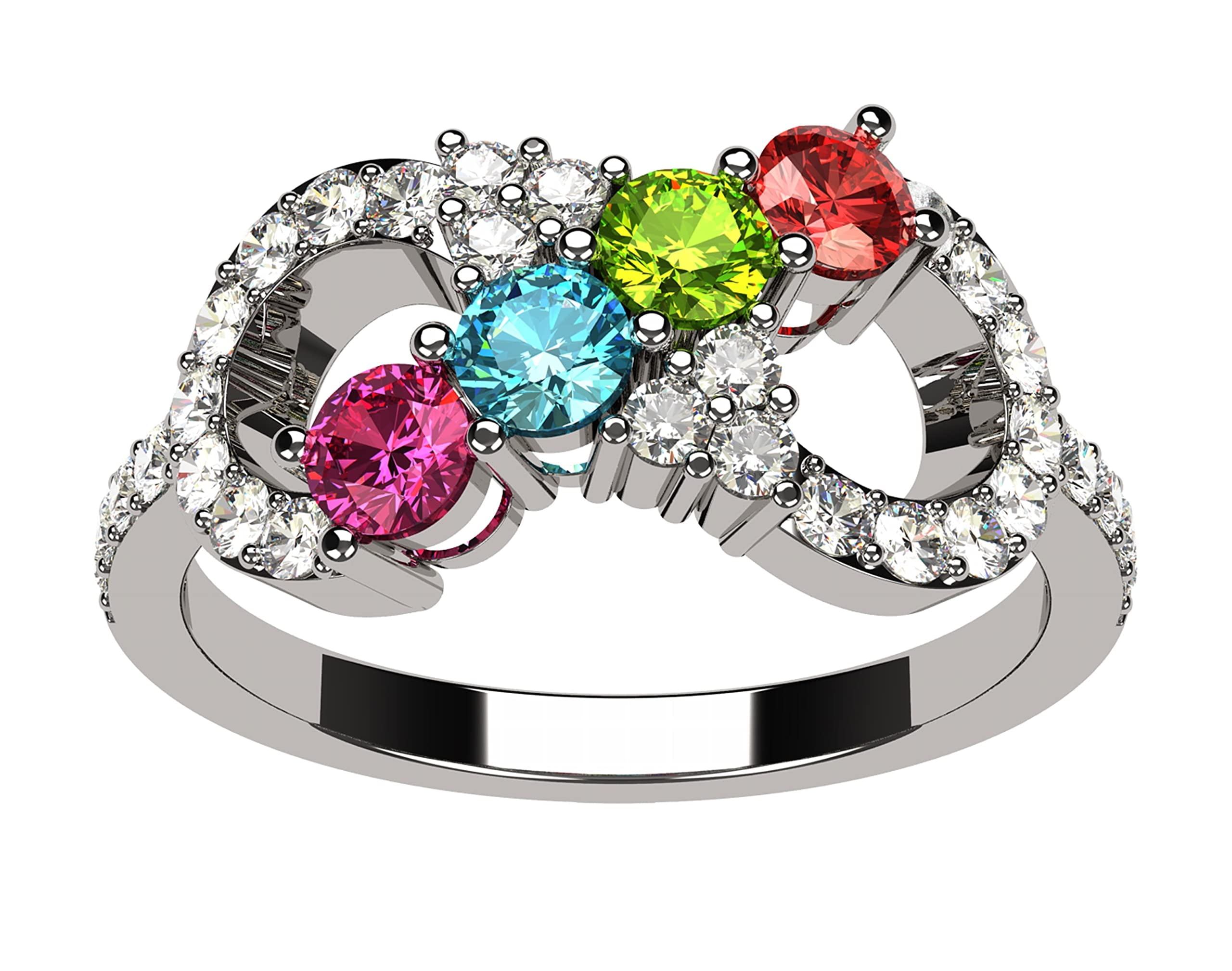 Nana Infinity Exquisite Mothers Day Ring 1-6 Stone Gift for Women, Sterling Silver, Size 5 Stone 5