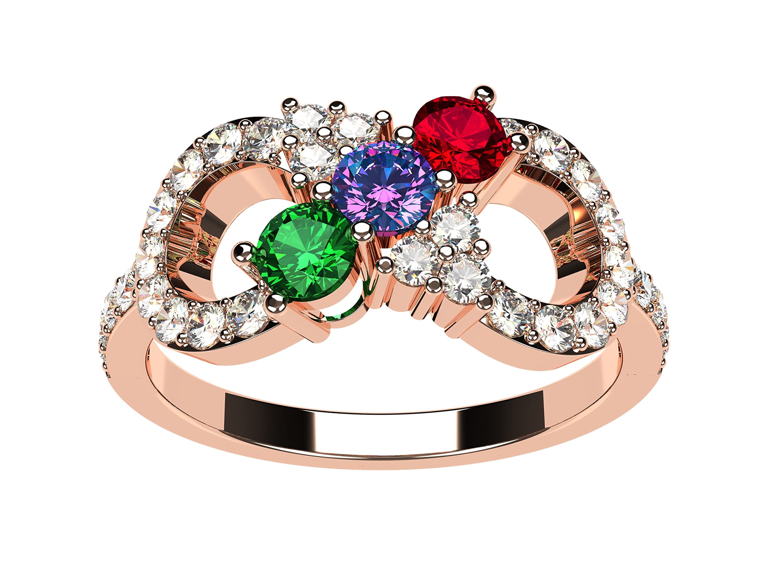 Nana Infinity Exquisite Mothers Ring 1-6 Stone Mothers Day Gift for Women-10k Rose-Size 5 Stone 6