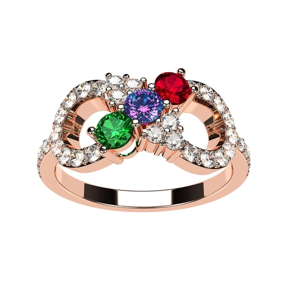 Nana Infinity Exquisite Mothers Ring 1-6 Stone Mothers Day Gift for Women-10k Rose-Size 8.5 Stone 3
