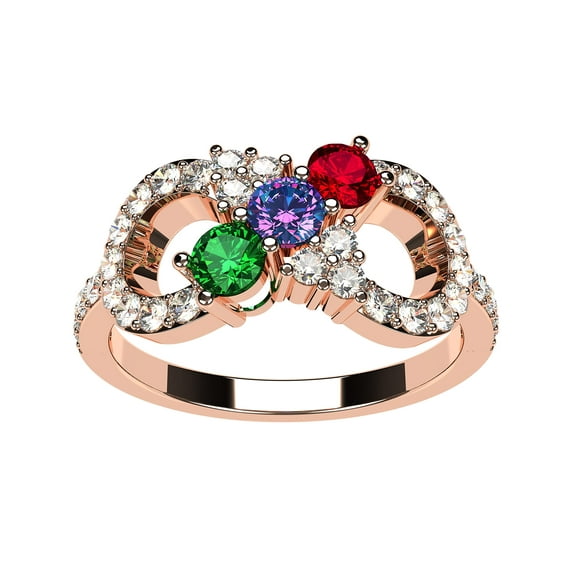 Nana Infinity Exquisite Mothers Ring 1-6 Stone Mothers Day Gift for Women-10k Rose-Size 8.5 Stone 5