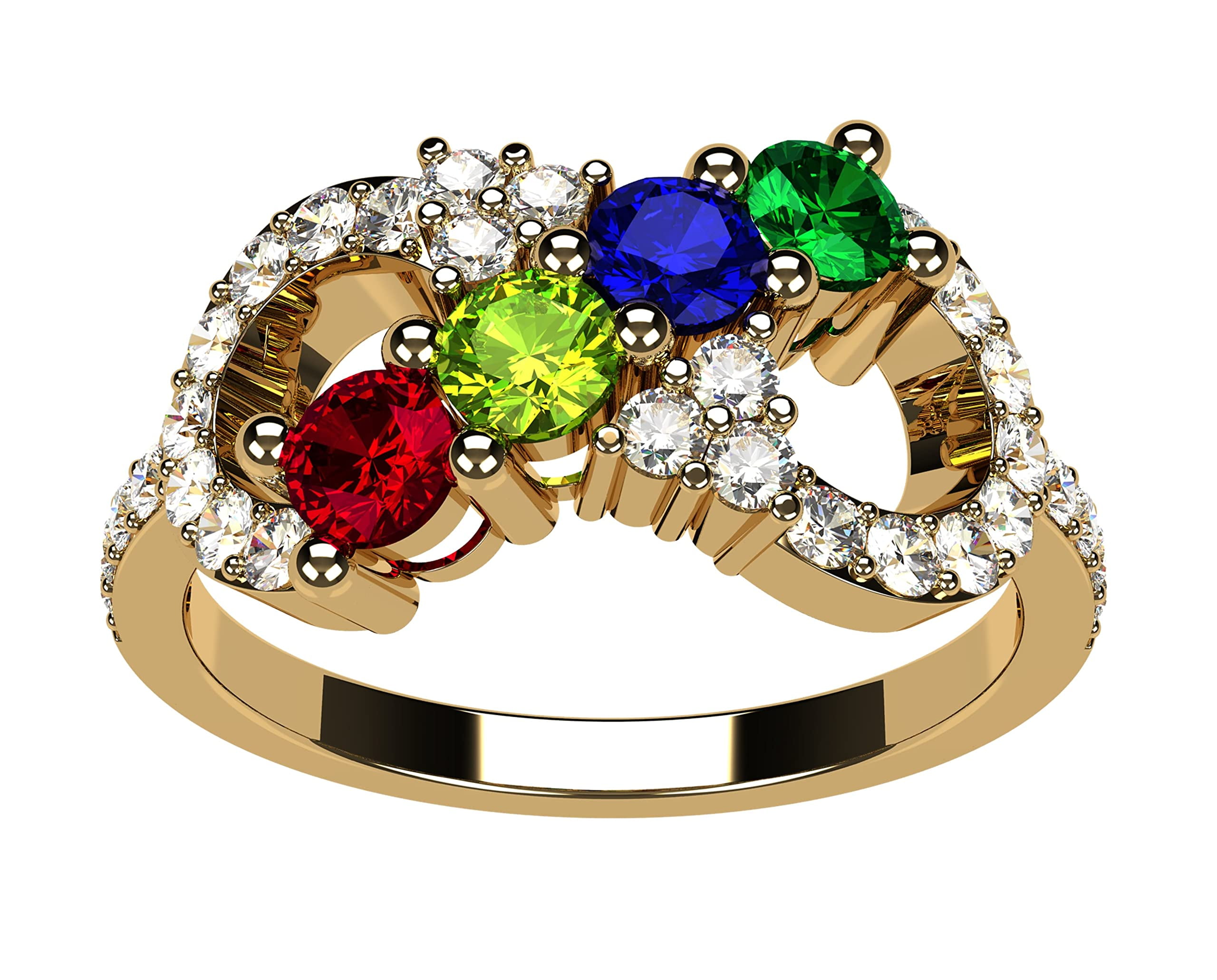 Nana Infinity Exquisite Mothers Ring 1-6 Stone Mothers Day Gift for Women-10k Yellow-Size 4.5 Stone 3