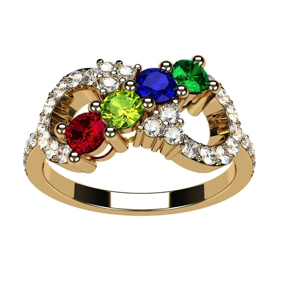 Nana Infinity Exquisite Mothers Ring 1-6 Stone Mothers Day Gift for Women-10k Yellow-Size 8 Stone 3