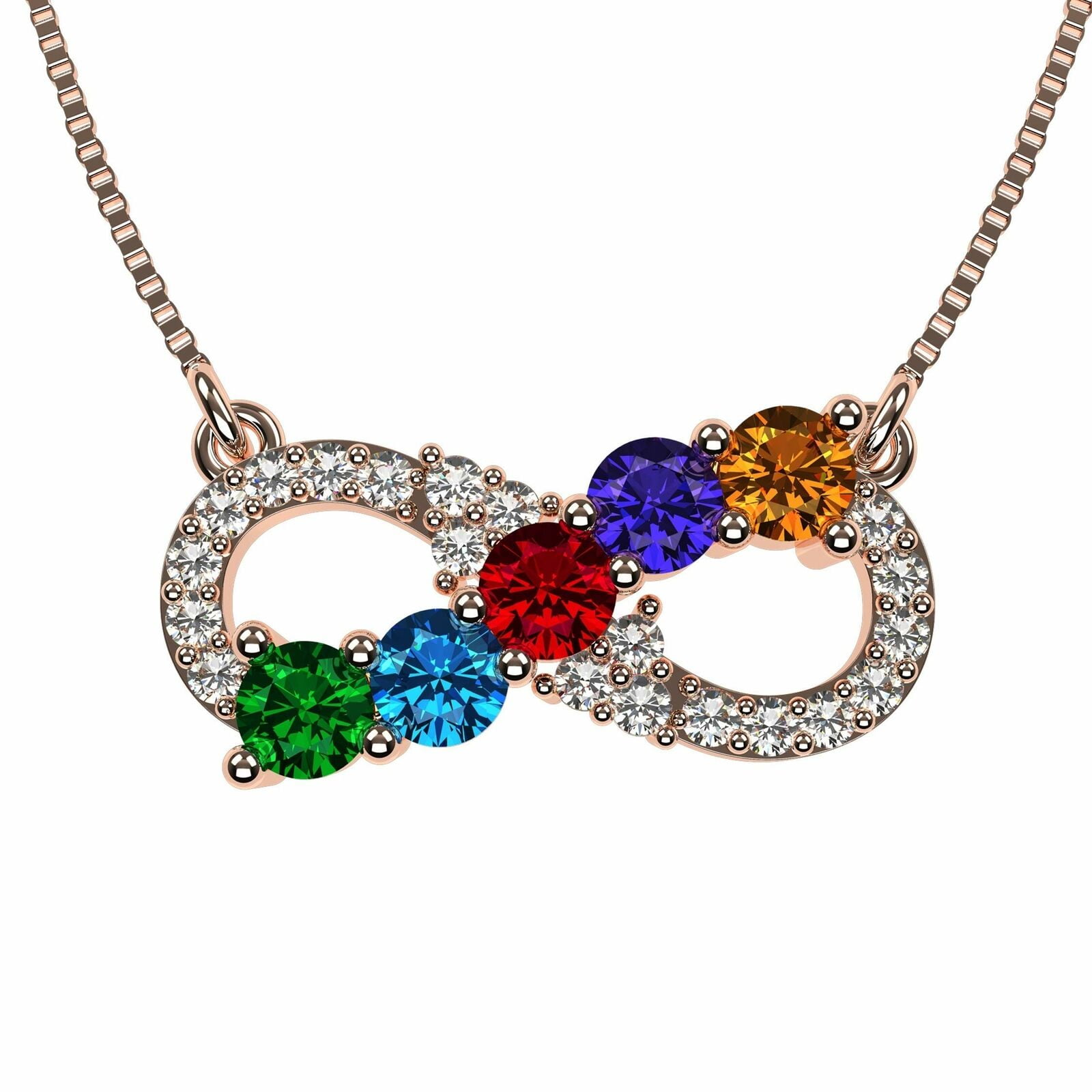 Nana Infinity Mother 1-6 Birthstone Necklace for Women - Rose Gold Plated, Stone 1