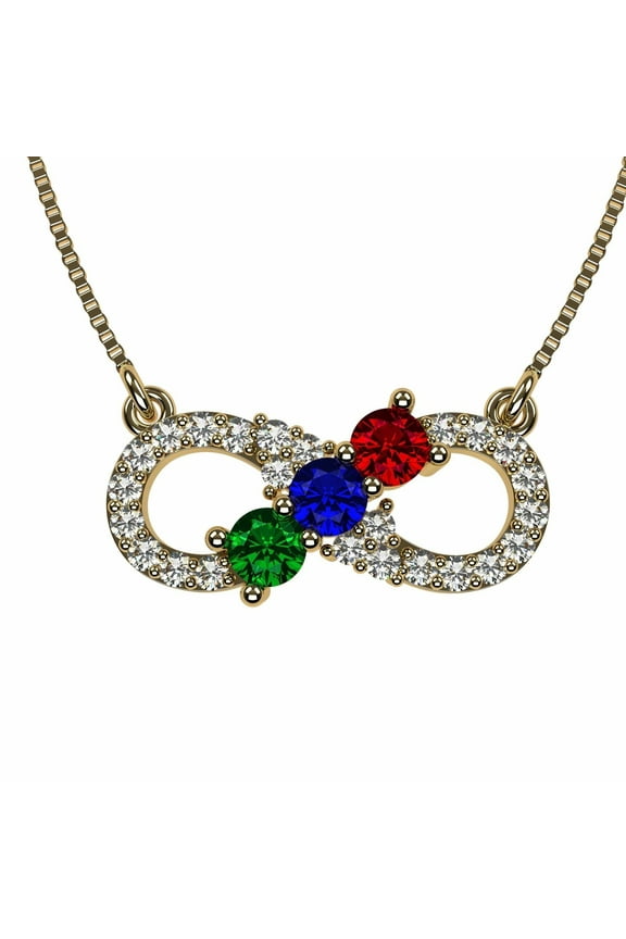 Nana Infinity Mother 1-6 Birthstone Necklace for Women - Yellow Gold Plated, Stone 3
