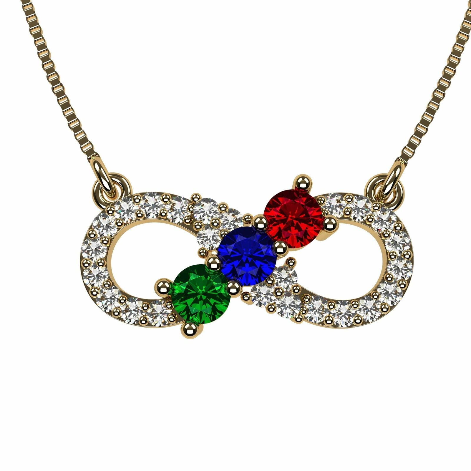Nana Infinity Mother 1-6 Birthstone Necklace for Women - Yellow Gold Plated, Stone 5