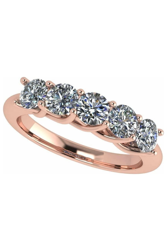 14 Karat Rose Gold Lucita 5 Stone Pure Brilliance Zirconia Simulated Diamond Band-Size 5